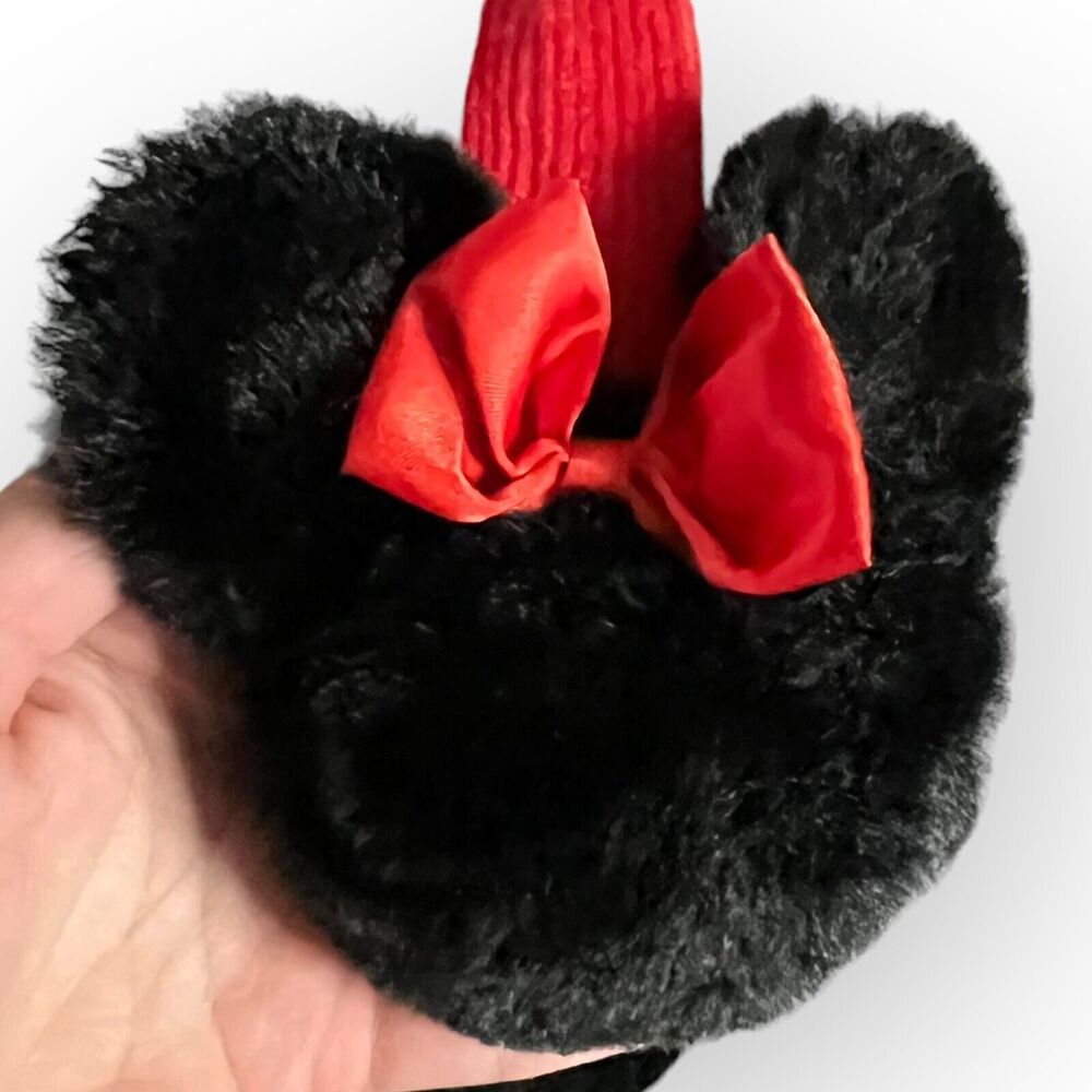 Disney Minnie Mouse Black Faux Fur w/ Red Satin Bows Ear Muffs One Size - NWOT - Picture 7 of 12